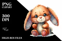 Cute Baby Old Plush Bunny Smiling | Clipart Product Image 1