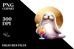 Bunny in Beachwear with Cocktail PNG Product Image 2