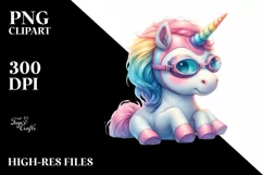 Vibrant Swimmer's Goggles Unicorn PNG Product Image 1