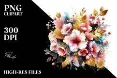 Watercolor Abstract Vibrant Bouquet Clipart Product Image 1