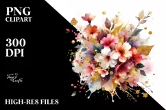 Watercolor Abstract Vibrant Bouquet Clipart Product Image 3