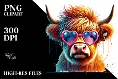 Highland Calf with Sunglasses, Transparent PNG Product Image 2