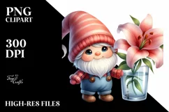 Cute Baby Gnome with Lily in PNG Product Image 2