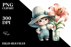 Cute Baby Gnome with Lily in PNG Product Image 2