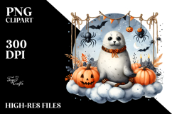 Seal Dressed for Halloween on Cloud PNG Product Image 2
