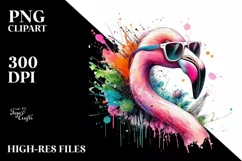 Colorful Flamingo with Paint Splashes | Clipart Product Image 3