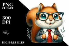 Funny Smiling Squirrel Portrait | Watercolor Clipart Product Image 1