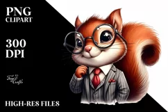 Funny Smiling Squirrel Portrait | Watercolor Clipart Product Image 3