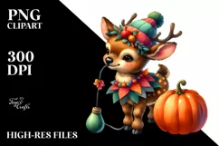 Cute Baby Elk with Pumpkin | Clipart Product Image 3