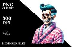 Detailed Vibrant Skeleton Bathrobe Coffee PNG Product Image 3