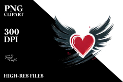 Simple Paintbrush-style Heart with Wings PNG Product Image 2