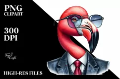 Funny Cute Flamingo Retro Suit | Sublimation Clipart Product Image 1