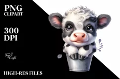 Vase Baby Highland Cow Clipart Product Image 1