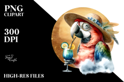 Parrot in Beachwear Watercolor Painting Product Image 2
