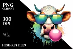 Quirky Cow Portrait Sublimation Clipart Product Image 3