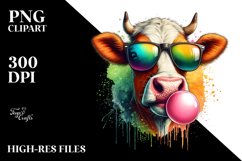 Quirky Cow Portrait Sublimation Clipart Product Image 3