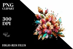 Metallic Stained Abstract Wooden Rhododendron | Clipart Product Image 3