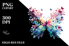 Cute Butterfly with Butterfly Silhouettes, PNG Product Image 2