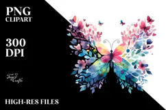 Cute Butterfly with Butterfly Silhouettes, PNG Product Image 2