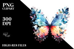 Cute Butterfly with Butterfly Silhouettes, PNG Product Image 2