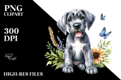 Watercolor Baby Great Dane with Big Eyes, PNG Product Image 2