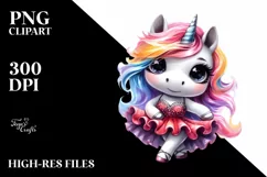 Baby Unicorn with Tango Dress, PNG Product Image 1