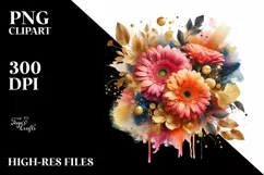 Watercolor Abstract Vibrant Bouquet Clipart Product Image 3