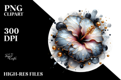 Abstract Hibiscus with Golden Insertions, Transparent PNG Product Image 2