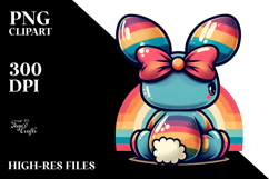 Colorful Retro Bunny Sitting PNG Product Image 2