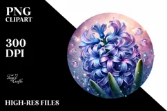 Round Watercolor Hyacinth Sublimation Clipart Product Image 3