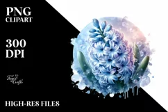 Round Watercolor Hyacinth Sublimation Clipart Product Image 3