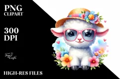Cute Baby Lamb with Sunglasses | Clipart Product Image 1