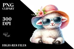 Cute Baby Lamb with Sunglasses | Clipart Product Image 1