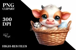 Egg Basket Baby Highland Cow Clipart Product Image 3