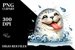 Funny Cute Seal Tongue Wearing | Sublimation Clipart Product Image 3
