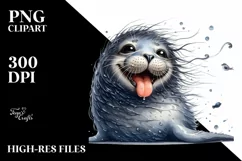Funny Cute Seal Tongue Wearing | Sublimation Clipart Product Image 3