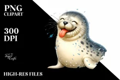 Funny Cute Seal Tongue Wearing | Sublimation Clipart Product Image 3