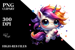 Cute Baby Unicorn Jumping with Cool Haircut PNG Product Image 2