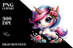 Cute Baby Unicorn Jumping with Cool Haircut PNG Product Image 2