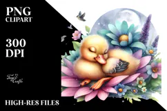Whimsical Watercolor Baby Duck PNG Product Image 2