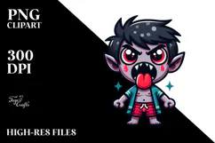 Cartoony Vampire Tongue-Out Face Product Image 2