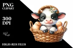 Egg Basket Baby Highland Cow Clipart Product Image 1