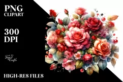 Washed Red Roses Clipart, High-Quality PNG Product Image 1