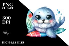 Colorful Smiling Baby Bearded Seal Clipart Product Image 3