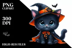 Simple Baby Black Cat Halloween Drawing | Clipart Product Image 3
