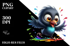 crazy Cartoon Baby Crow Clipart Product Image 3