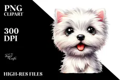 Cute West Highland White Terrier, Watercolor PNG Product Image 2