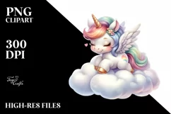Baby Unicorn Running on Cloud | Sublimation | Clipart Product Image 3