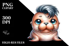 Energetic Baby Walrus PNG Product Image 2