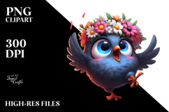 Expressive Bird with Flower Crown PNG Product Image 2